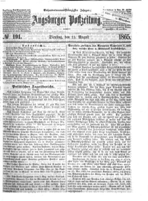 Augsburger Postzeitung Dienstag 15. August 1865