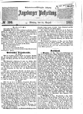 Augsburger Postzeitung Montag 21. August 1865