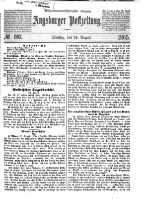 Augsburger Postzeitung Dienstag 22. August 1865