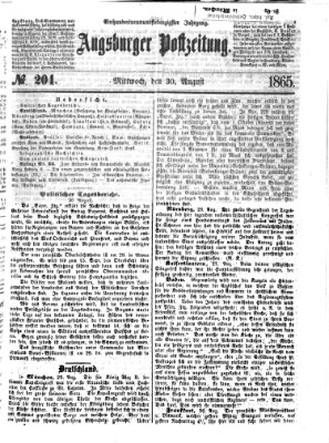 Augsburger Postzeitung Mittwoch 30. August 1865