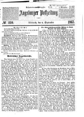 Augsburger Postzeitung Mittwoch 6. September 1865