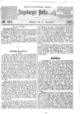 Augsburger Postzeitung Montag 11. September 1865