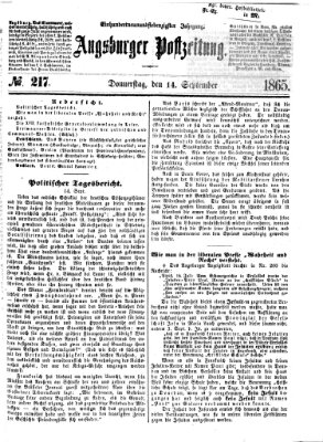 Augsburger Postzeitung Donnerstag 14. September 1865