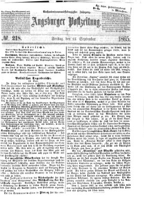 Augsburger Postzeitung Freitag 15. September 1865