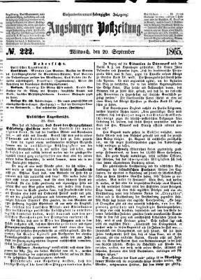 Augsburger Postzeitung Mittwoch 20. September 1865