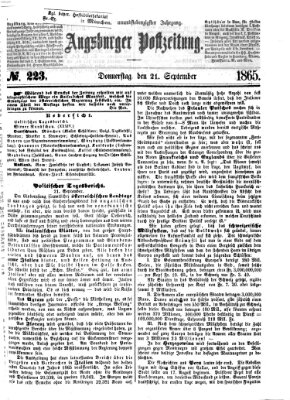 Augsburger Postzeitung Donnerstag 21. September 1865