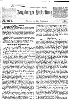 Augsburger Postzeitung Freitag 22. September 1865