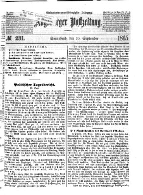 Augsburger Postzeitung Samstag 30. September 1865