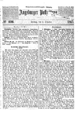 Augsburger Postzeitung Freitag 6. Oktober 1865