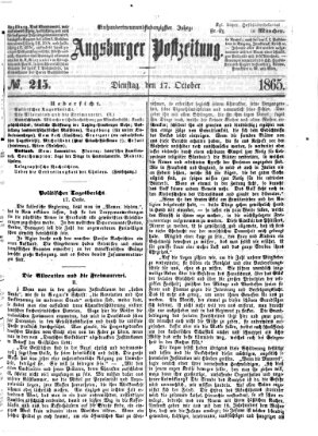 Augsburger Postzeitung Dienstag 17. Oktober 1865