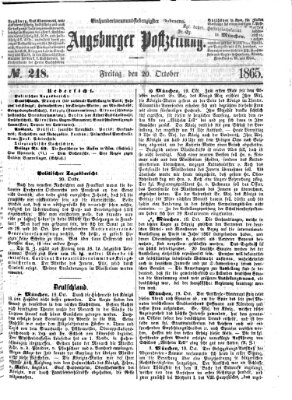 Augsburger Postzeitung Freitag 20. Oktober 1865