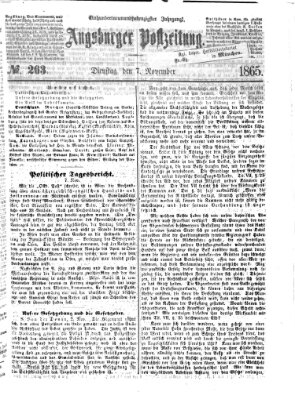 Augsburger Postzeitung Dienstag 7. November 1865