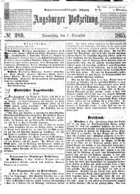 Augsburger Postzeitung Donnerstag 7. Dezember 1865