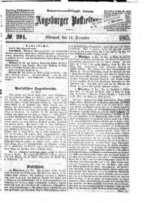 Augsburger Postzeitung Mittwoch 13. Dezember 1865