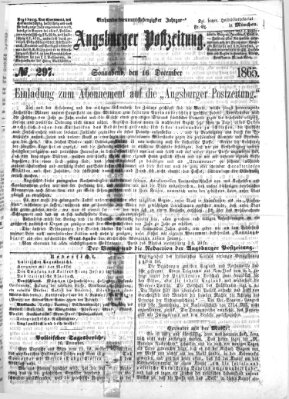 Augsburger Postzeitung Samstag 16. Dezember 1865