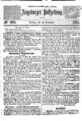 Augsburger Postzeitung Freitag 29. Dezember 1865