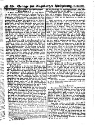 Augsburger Postzeitung Mittwoch 19. Juli 1865