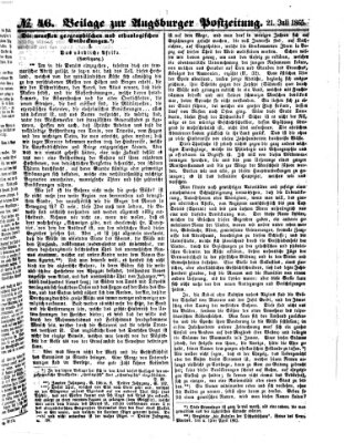 Augsburger Postzeitung Freitag 21. Juli 1865