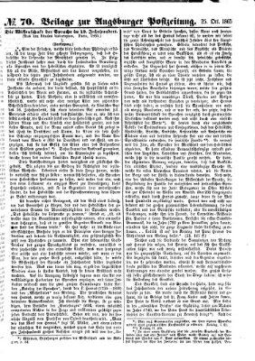 Augsburger Postzeitung Mittwoch 25. Oktober 1865