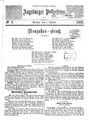 Augsburger Postzeitung Montag 1. Januar 1866