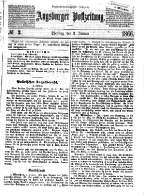 Augsburger Postzeitung Dienstag 2. Januar 1866