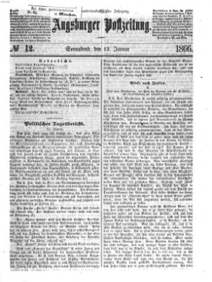 Augsburger Postzeitung Samstag 13. Januar 1866