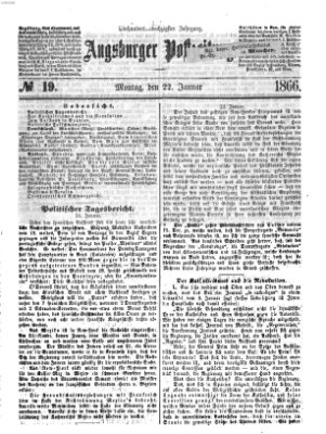 Augsburger Postzeitung Montag 22. Januar 1866