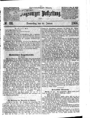 Augsburger Postzeitung Donnerstag 25. Januar 1866