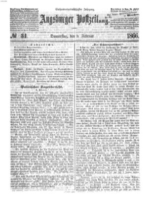 Augsburger Postzeitung Donnerstag 8. Februar 1866