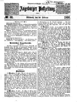 Augsburger Postzeitung Mittwoch 28. Februar 1866