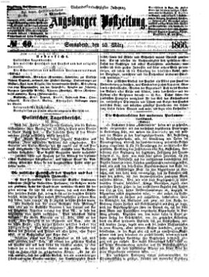 Augsburger Postzeitung Samstag 10. März 1866