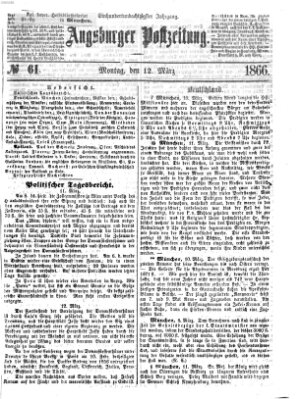 Augsburger Postzeitung Montag 12. März 1866