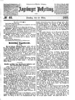 Augsburger Postzeitung Dienstag 13. März 1866