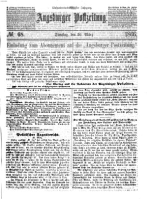 Augsburger Postzeitung Dienstag 20. März 1866