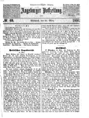 Augsburger Postzeitung Mittwoch 21. März 1866