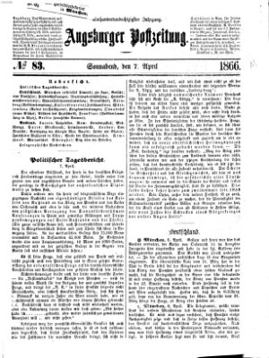 Augsburger Postzeitung Samstag 7. April 1866