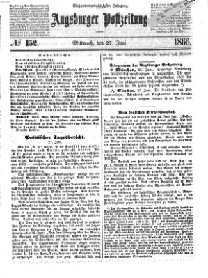 Augsburger Postzeitung Mittwoch 27. Juni 1866