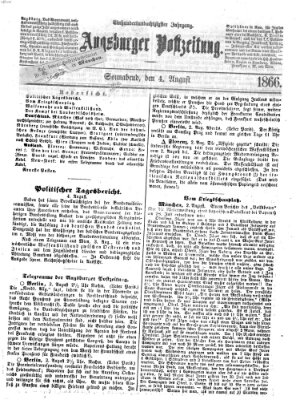 Augsburger Postzeitung Samstag 4. August 1866