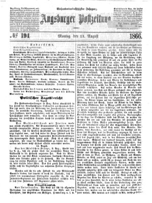 Augsburger Postzeitung Montag 13. August 1866