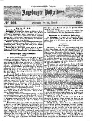 Augsburger Postzeitung Mittwoch 22. August 1866