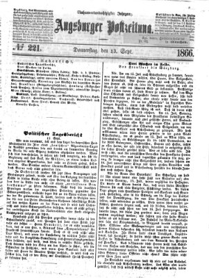 Augsburger Postzeitung Donnerstag 13. September 1866