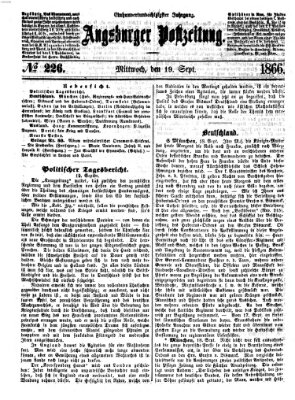 Augsburger Postzeitung Mittwoch 19. September 1866