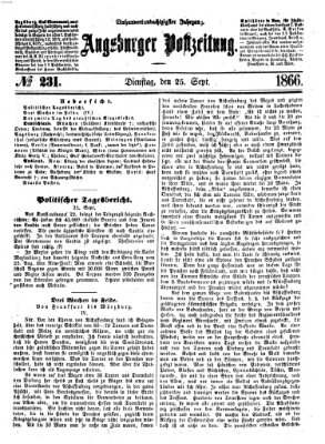 Augsburger Postzeitung Dienstag 25. September 1866