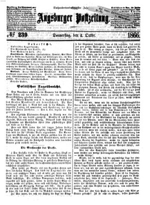 Augsburger Postzeitung Donnerstag 4. Oktober 1866