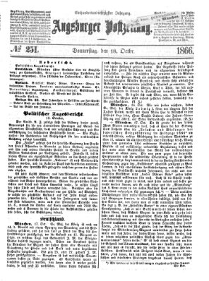 Augsburger Postzeitung Donnerstag 18. Oktober 1866