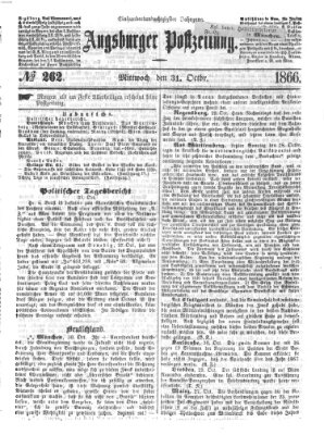 Augsburger Postzeitung Mittwoch 31. Oktober 1866