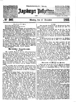 Augsburger Postzeitung Montag 17. Dezember 1866