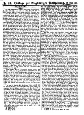 Augsburger Postzeitung Samstag 22. September 1866