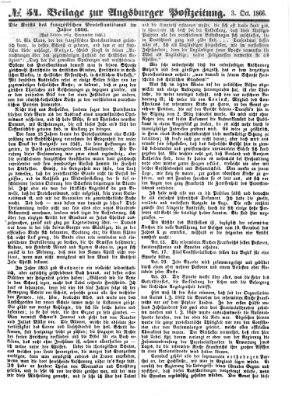 Augsburger Postzeitung Mittwoch 3. Oktober 1866