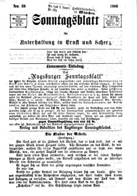 Augsburger Sonntagsblatt für Unterhaltung in Ernst und Scherz (Augsburger Postzeitung) Sonntag 1. Oktober 1865